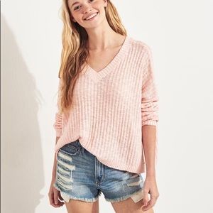 Hollister V-neck crochet knit cropped sweater